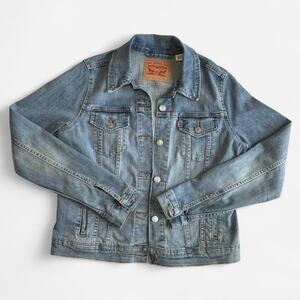 Levi's Unisex Large Denim Jacket Long Sleeve Classic Blue Tan